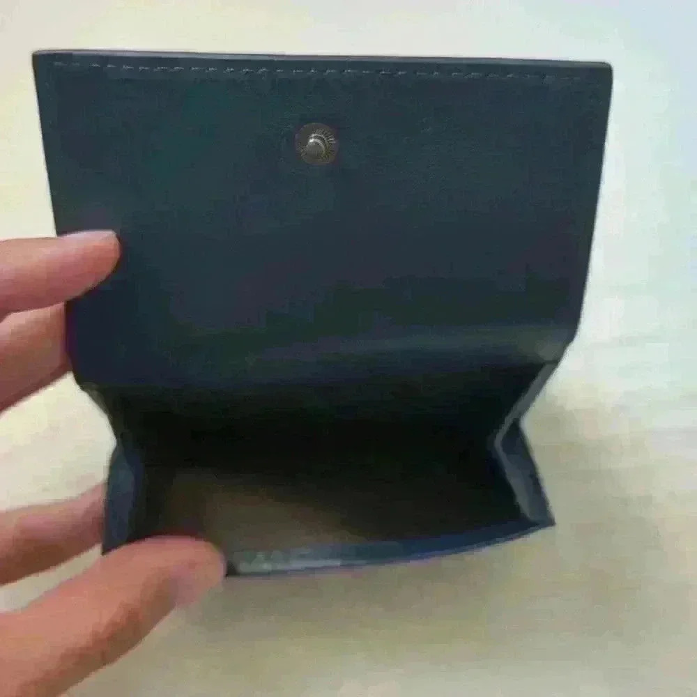 Blue Leather Wallet with Woven Design on Front - Picture 3 of 5